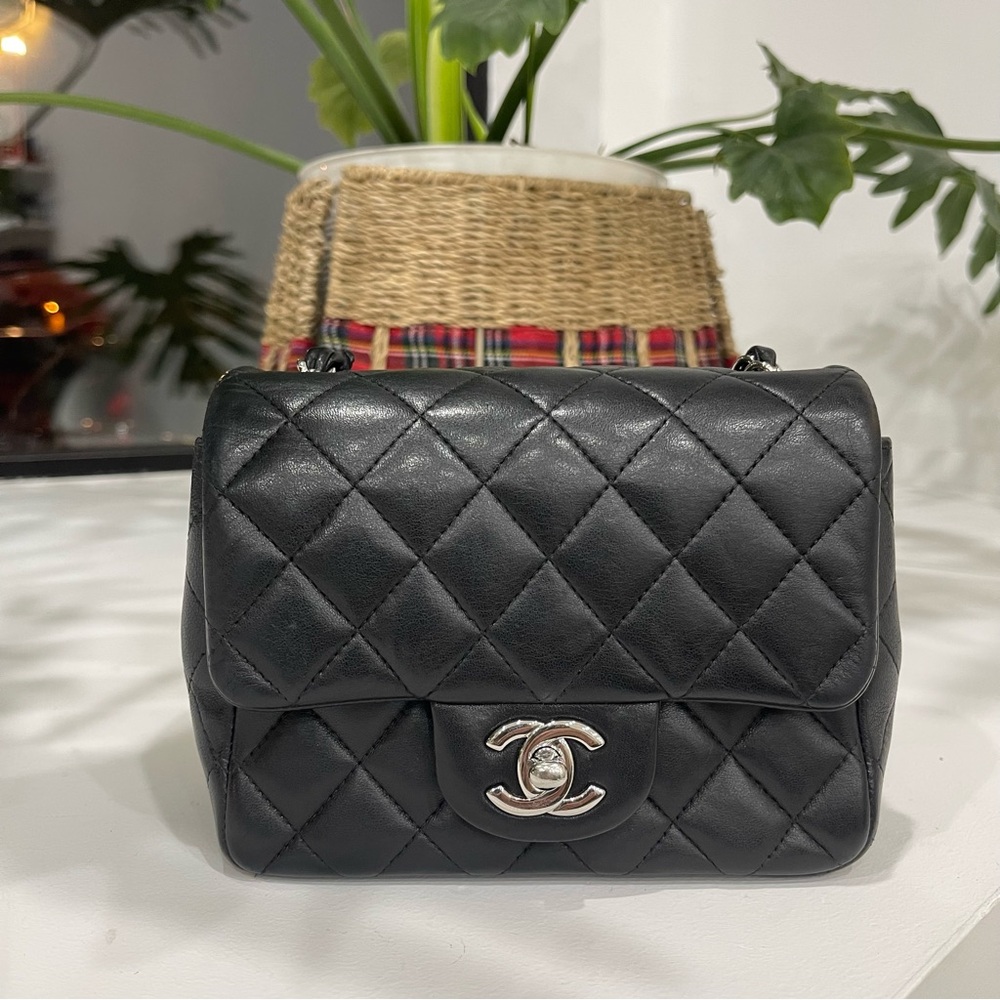 SOLD Chanel Mini Square Black Quilted Leather Bag